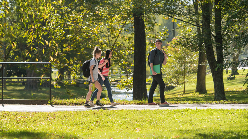 Outdoor image of students walking